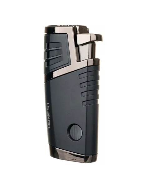 Зажигалка сигарная Honest, двойное пламя, с пробойником, чёрная