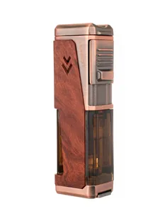 Зажигалка сигарная Honest, четверное пламя, с пробойником и сигарным ложементом, бронза с деревом