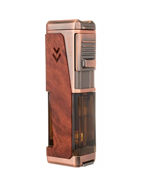 Зажигалка сигарная Honest, четверное пламя, с пробойником и сигарным ложементом, бронза с деревом