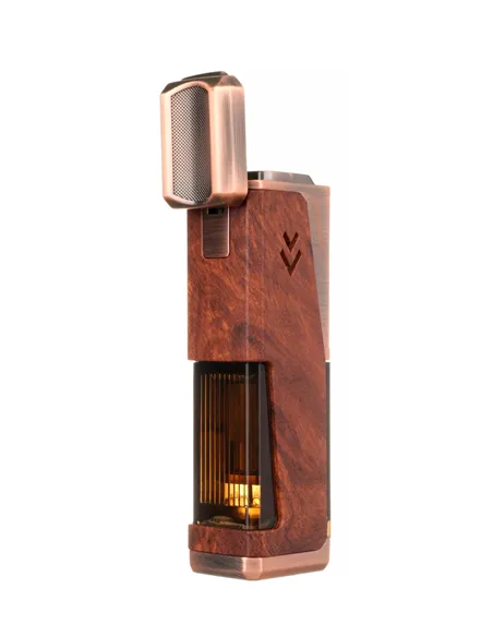 Зажигалка сигарная Honest, четверное пламя, с пробойником и сигарным ложементом, бронза с деревом