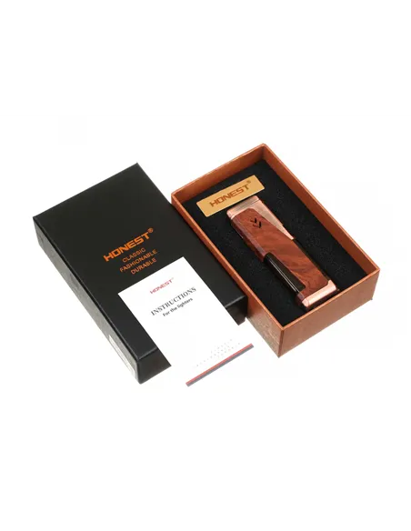 Зажигалка сигарная Honest, четверное пламя, с пробойником и сигарным ложементом, бронза с деревом