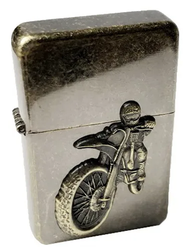 03110 Зажигалка бензиновая FARO Z16 латунь антик "Bike 3"