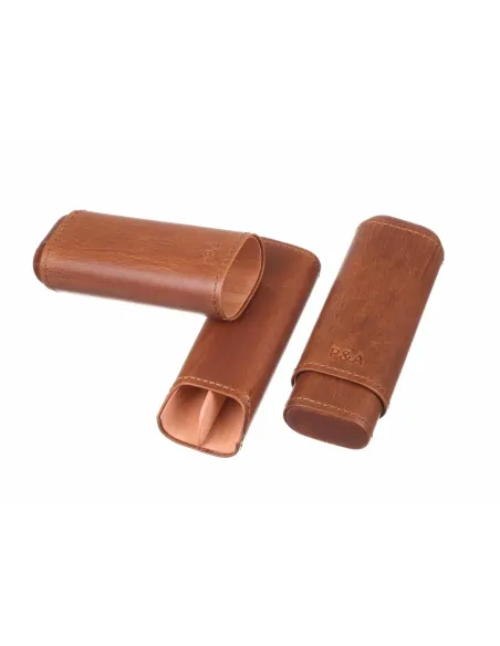 Чехол P&A на 2 сигары Робусто Коричневый, натуральная кожа и кедр - купить в интернет-магазине Havana Smoke