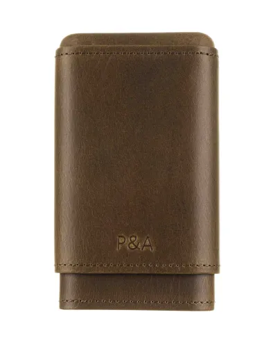 Чехол P&A на 4 сигары Робусто, натуральная кожа и кедр S202-Brown - купить в интернет-магазине Havana Smoke