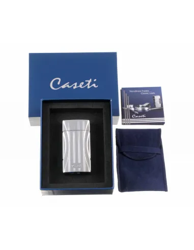 Зажигалка Caseti сигарная турбо, серебристая, с гильотиной CA285-4