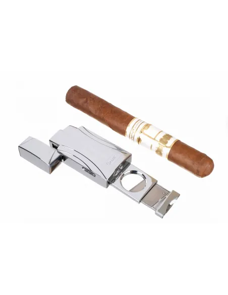 Зажигалка Caseti сигарная турбо, серебристая, с гильотиной CA285-4