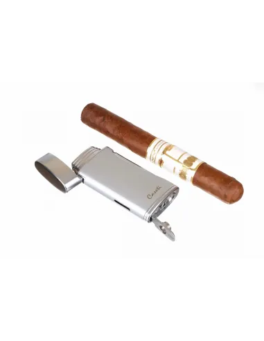 Зажигалка Caseti сигарная турбо (двойное пламя), серебристая CA583-3