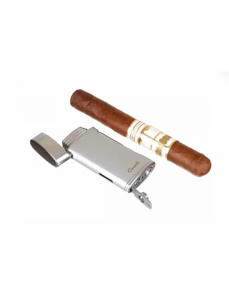 Зажигалка Caseti сигарная турбо (двойное пламя), серебристая CA583-3