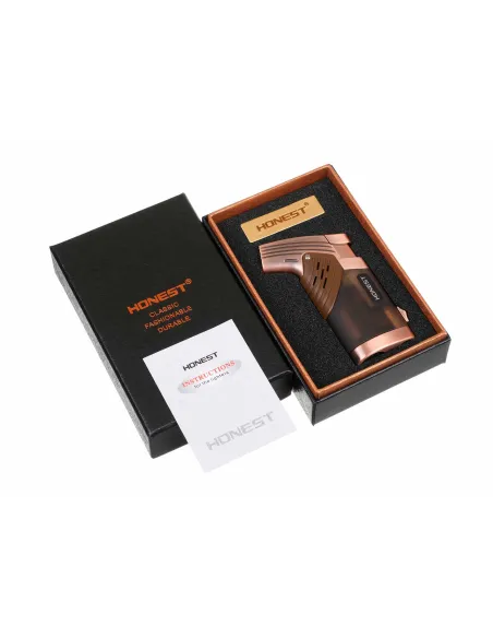 Зажигалка сигарная Honest, двойное пламя, с пробойником, бронза 776-Bronze