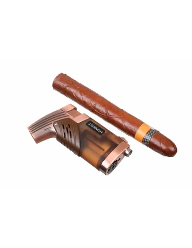 Зажигалка сигарная Honest, двойное пламя, с пробойником, бронза 776-Bronze