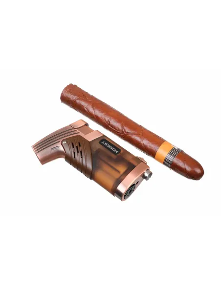 Зажигалка сигарная Honest, двойное пламя, с пробойником, бронза 776-Bronze