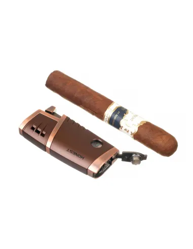 Зажигалка сигарная Honest, двойное пламя, с пробойником, бронза 754-Bronze