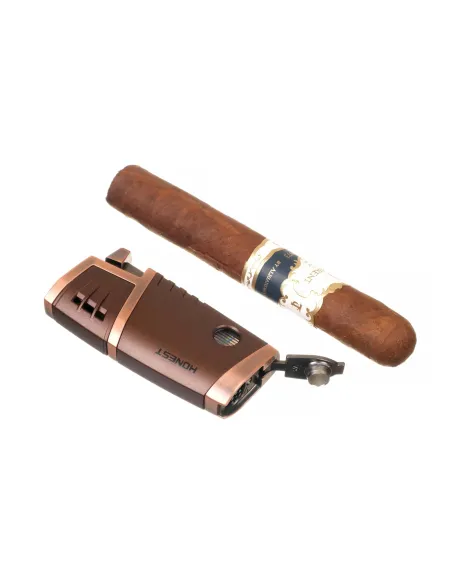 Зажигалка сигарная Honest, двойное пламя, с пробойником, бронза 754-Bronze