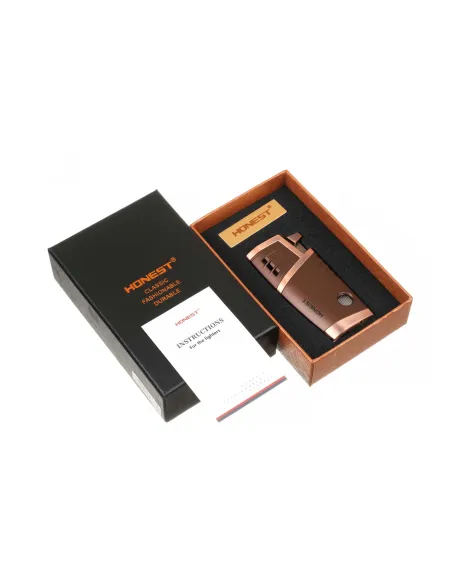 Зажигалка сигарная Honest, двойное пламя, с пробойником, бронза 754-Bronze