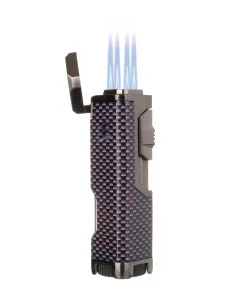 Зажигалка сигарная Honest, четверное пламя, карбон 751-Carbon 2