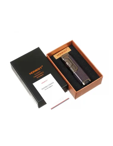 Зажигалка сигарная Honest, четверное пламя, карбон 751-Carbon