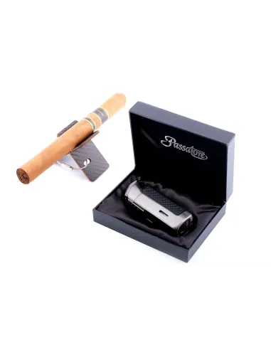 Зажигалка сигарная Passatore с пробойником, двойное пламя, оружейная сталь 234-503