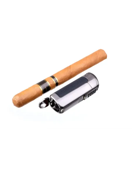 Зажигалка сигарная Passatore с пробойником, двойное пламя, оружейная сталь 234-503