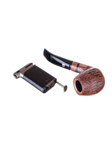 Зажигалка трубочная Colibri Pacific с тампером, черный-оружейная сталь LI400C7