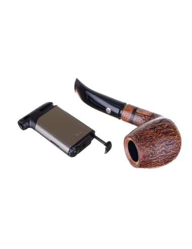 Зажигалка трубочная с тампером Colibri Pacific, оружейная сталь-черный LI400C8