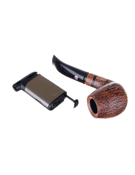 Зажигалка трубочная с тампером Colibri Pacific, оружейная сталь-черный LI400C8