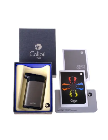 Зажигалка трубочная с тампером Colibri Pacific, оружейная сталь-черный LI400C8