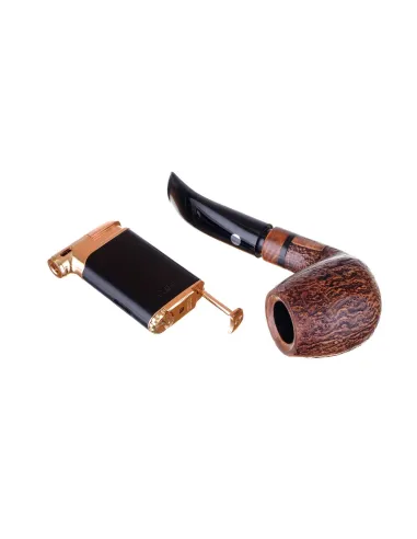 Зажигалка трубочная Colibri Pacific с тампером, черный-красное золото LI400C9