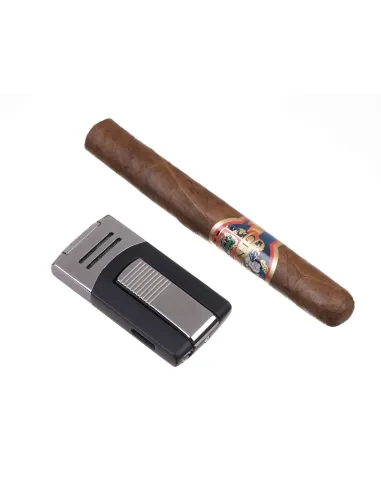 Зажигалка Caseti сигарная, турбо, черно-серебристая CA436-4