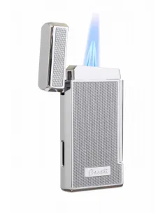 Зажигалка Caseti сигарная турбо (двойное пламя), серебристый карбон CA437-3 2