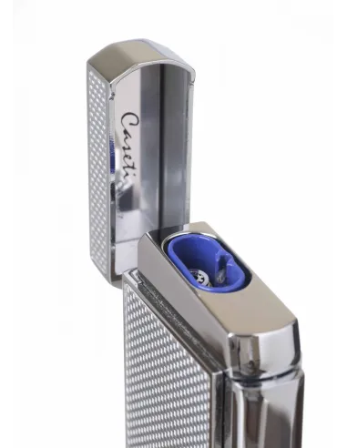 Зажигалка Caseti сигарная турбо (двойное пламя), серебристый карбон CA437-3