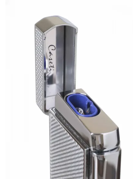 Зажигалка Caseti сигарная турбо (двойное пламя), серебристый карбон CA437-3
