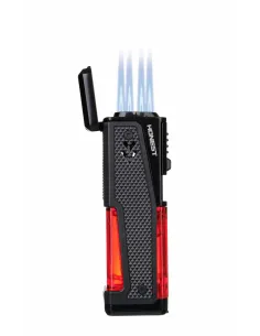 Зажигалка сигарная Honest, четверное пламя, с пробойником и сигарным ложементом, черная 2