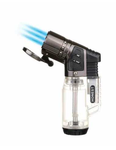 Зажигалка сигарная Honest, тройное пламя, прозрачная