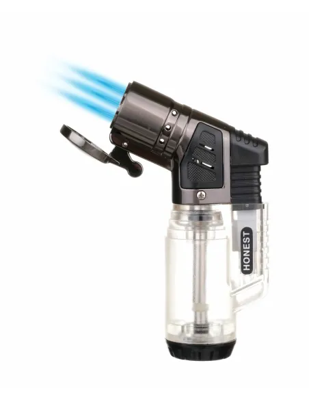 Зажигалка сигарная Honest, тройное пламя, прозрачная