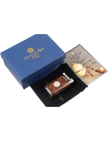 Зажигалка трубочная Mastro de Paja, серебро и бриар - купить в интернет-магазине Havana Smoke