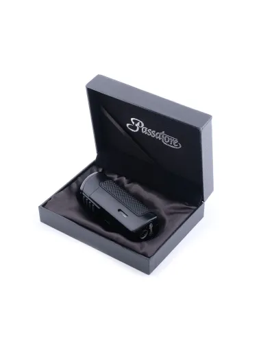Зажигалка сигарная Passatore с пробойником, двойное пламя, черная