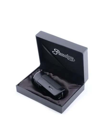 Зажигалка сигарная Passatore с пробойником, двойное пламя, черная