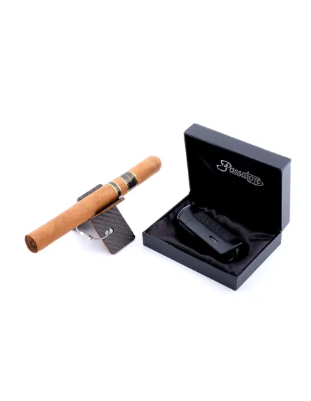 Зажигалка сигарная Passatore с пробойником, двойное пламя, черная