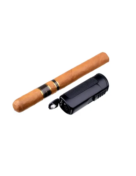 Зажигалка сигарная Passatore с пробойником, двойное пламя, черная