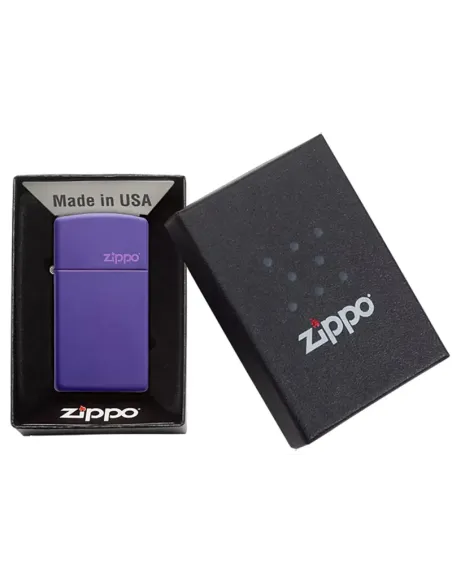 Зажигалка Zippo 1637 ZL - Slim® - Purple Matte Zippo logo