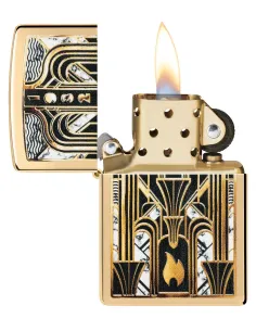 Зажигалка Zippo 46585 - Art Deco Flame - High polish Brass 2