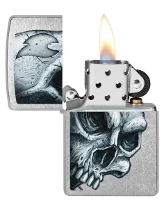Зажигалка Zippo 46587 - Skull and Flame - Street Chrome 2