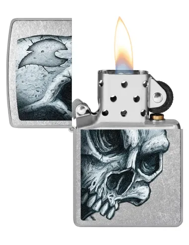Зажигалка Zippo 46587 - Skull and Flame - Street Chrome
