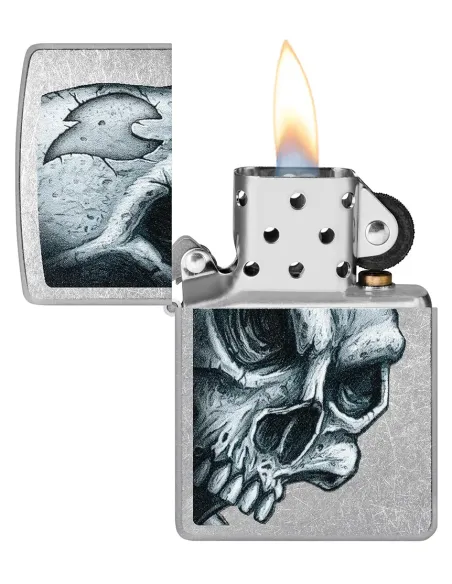 Зажигалка Zippo 46587 - Skull and Flame - Street Chrome