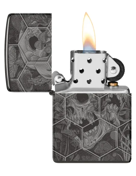 Зажигалка Zippo 46425 - Mushroom Skulls - High Polish Black