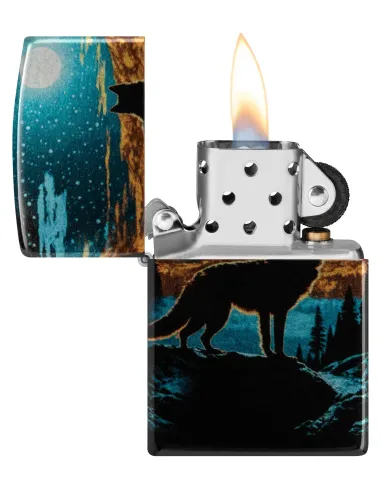 Зажигалка Zippo 46252 - Moonlight Wolf - 540 Tumbled Chrome