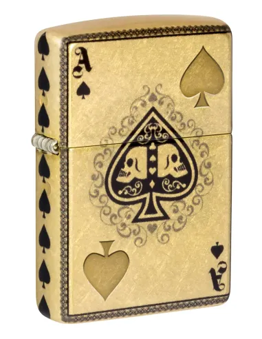 Зажигалка Zippo 46388 - Ace of Skulls - 540 Tumbled Brass