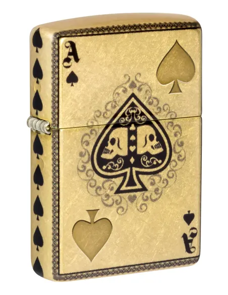 Зажигалка Zippo 46388 - Ace of Skulls - 540 Tumbled Brass