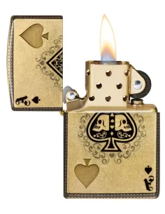Зажигалка Zippo 46388 - Ace of Skulls - 540 Tumbled Brass 2