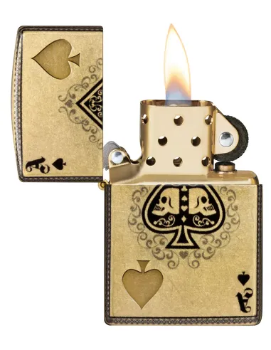 Зажигалка Zippo 46388 - Ace of Skulls - 540 Tumbled Brass